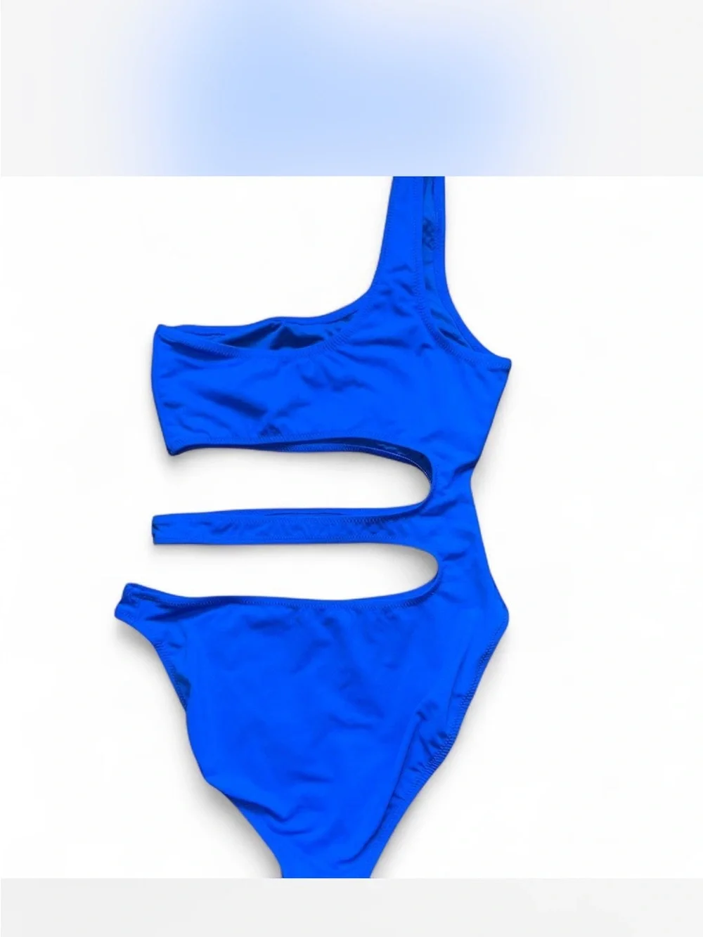SKIMS One-Shoulder Cutout Swimsuit in Bright Blue